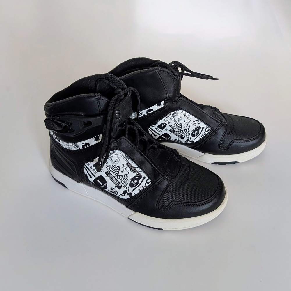 Shift Kicker Stylish Black & White Men's Motorcycle Shoes